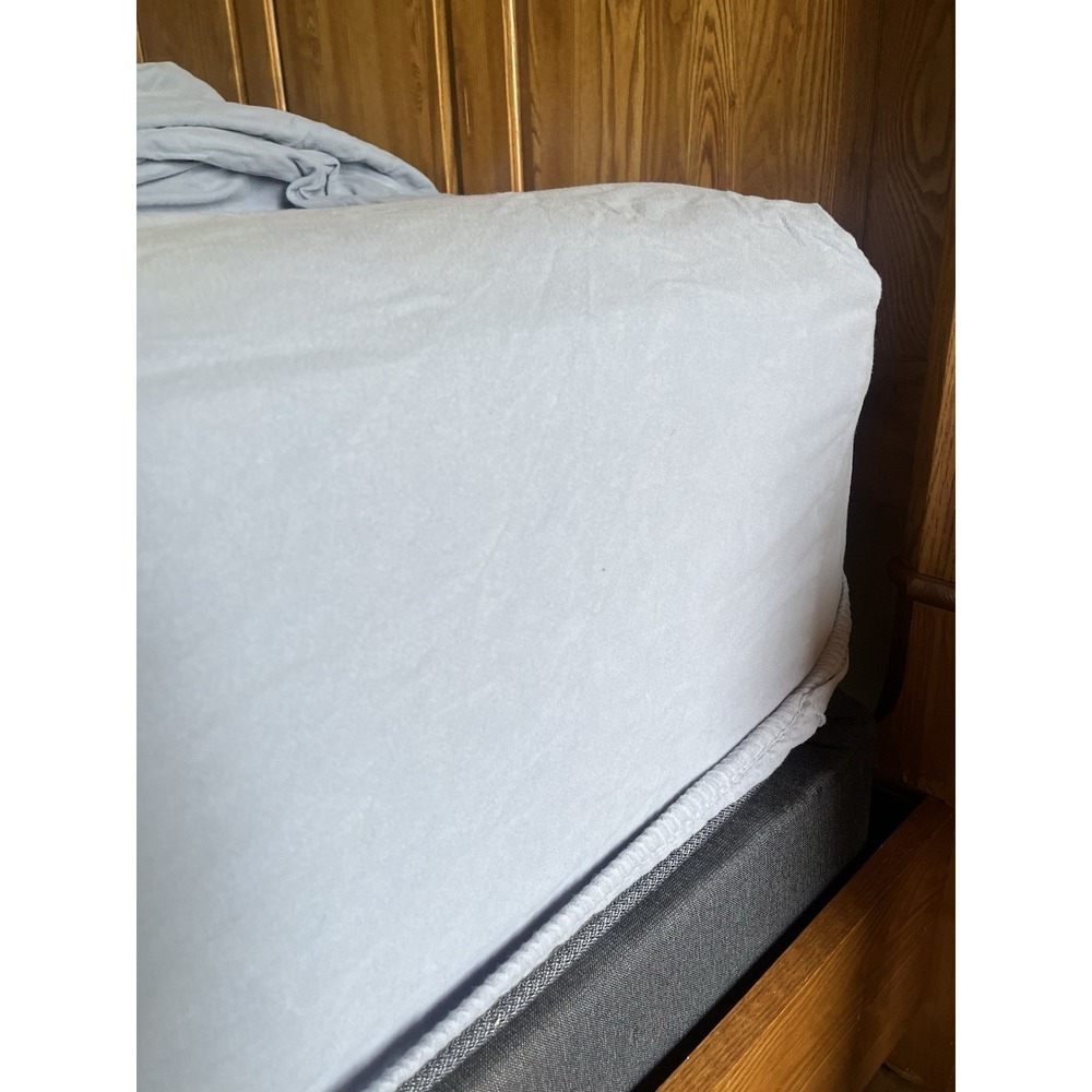 LL Bean King Fitted Sheet Flannel Blue Gray 100% Cotton L.L. Bean Bedding 1 Pc